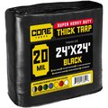 Core Tarps 24 ft x 24 ft Heavy Duty 20 Mil Tarp, Black, Polyethylene CT-706-24x24